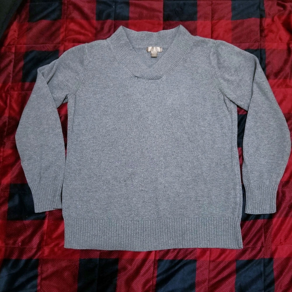 White Stag Women XL Grey Tight Knit Sweater Top